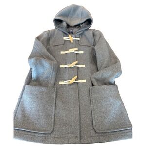 GAP Grey Wool Blend wood Toggle Duffle Coat Pea coat womens' size medium preppy